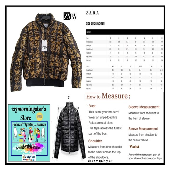 ZARA NEW Skater Scroll Motif Quilted Bomber Jacket S - Picture 12 of 12